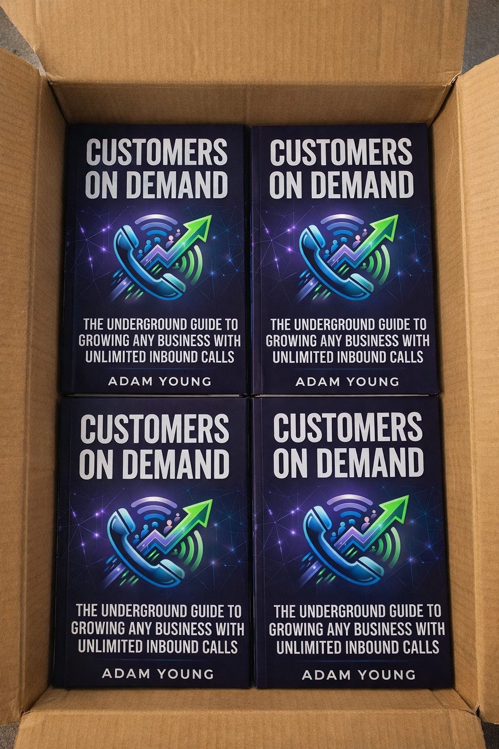 A box of Customers On Demand books, fresh from the printer